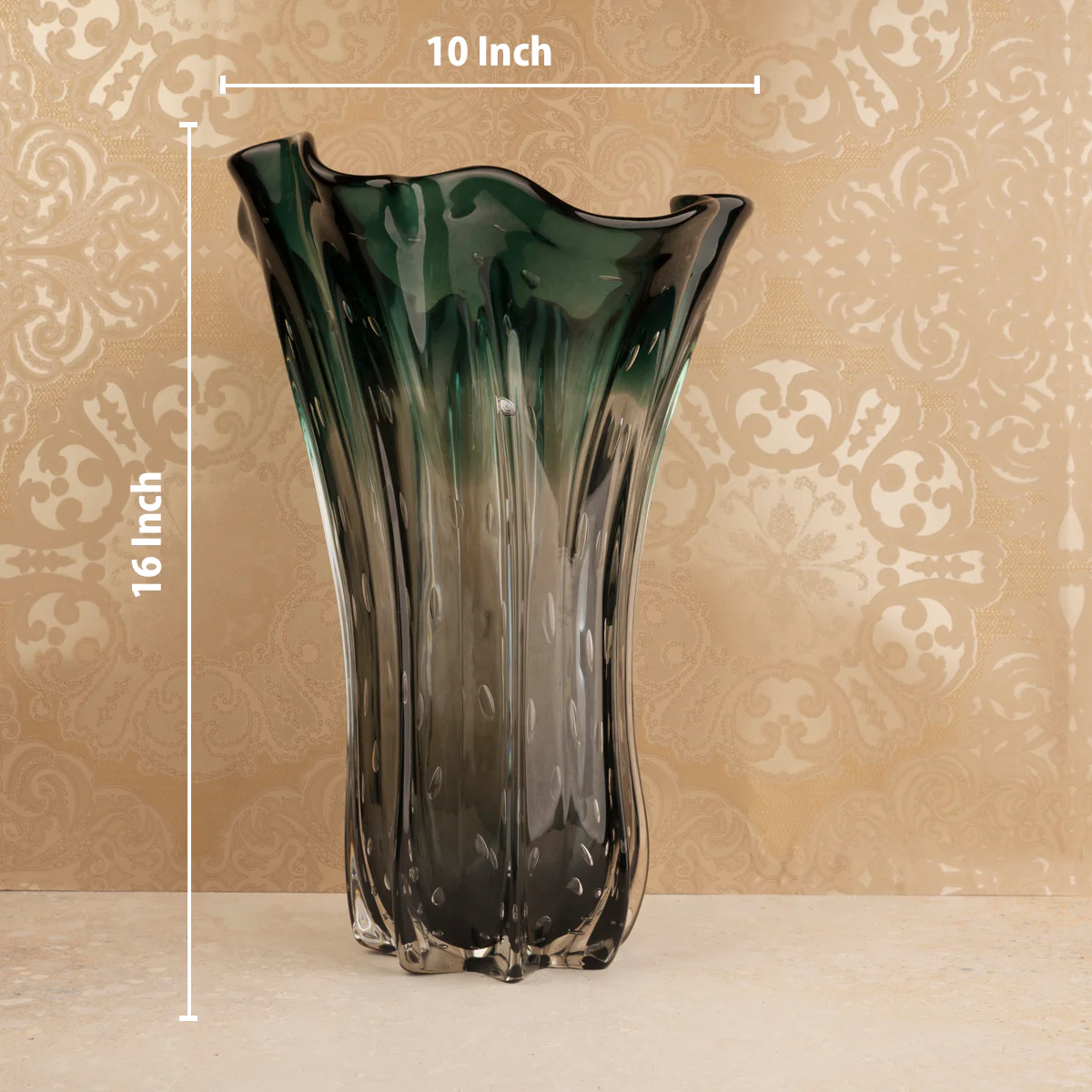 The Crystal Green Handblown Glass Decorative Vase - Image 2