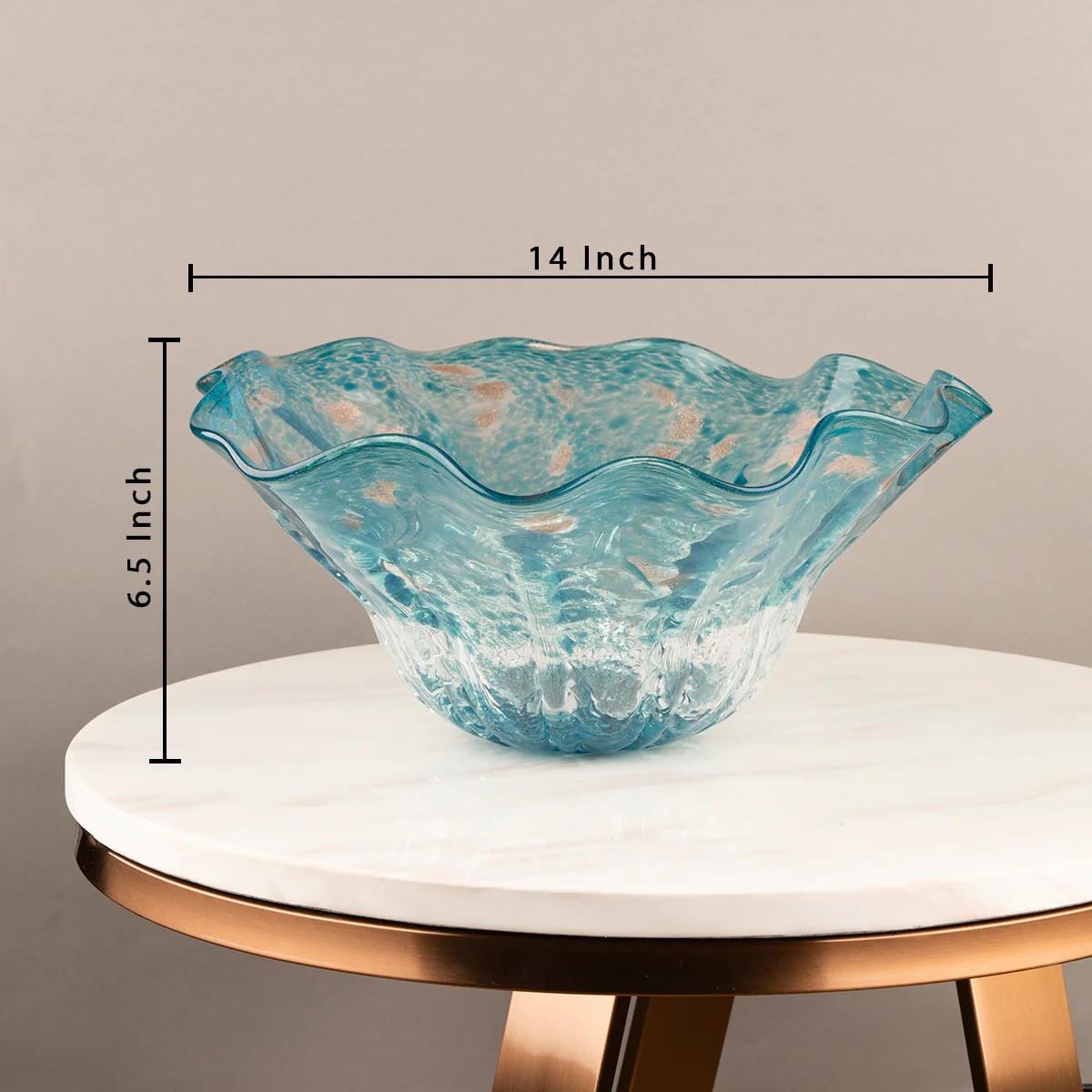 The Crystal Sea Blue Handblown Decorative Vase - Tall - Image 3