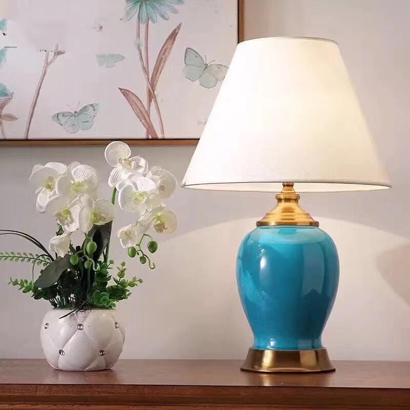 The Emerald Jade Decorative Ceramic Table Lamp - Blue - Image 2