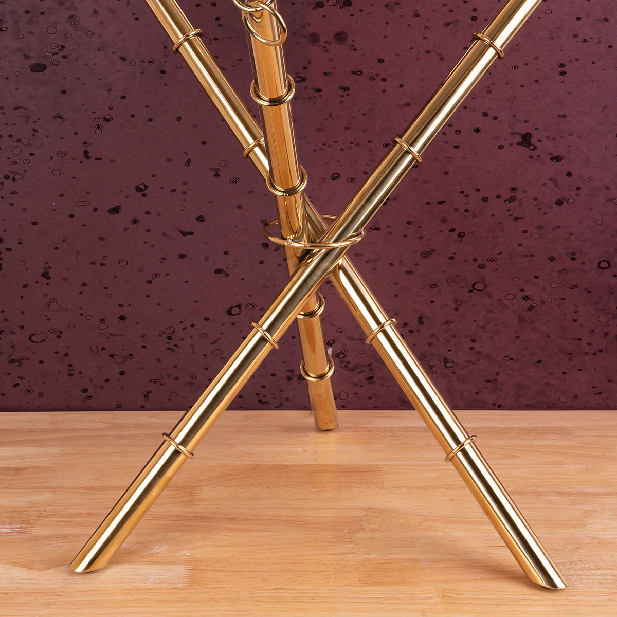 The Golden Ribbed Criss Cross Accent Side Table (Stainless Steel) - Image 3