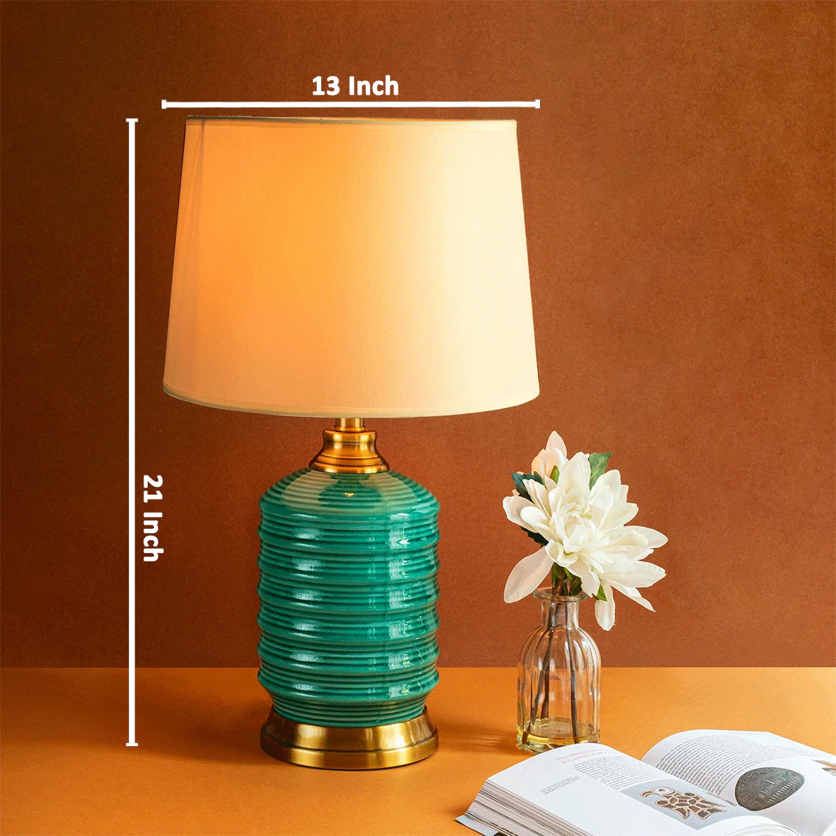 The Green and Gold Ripple Decorative Ceramic Living Room Lamps - Image 3