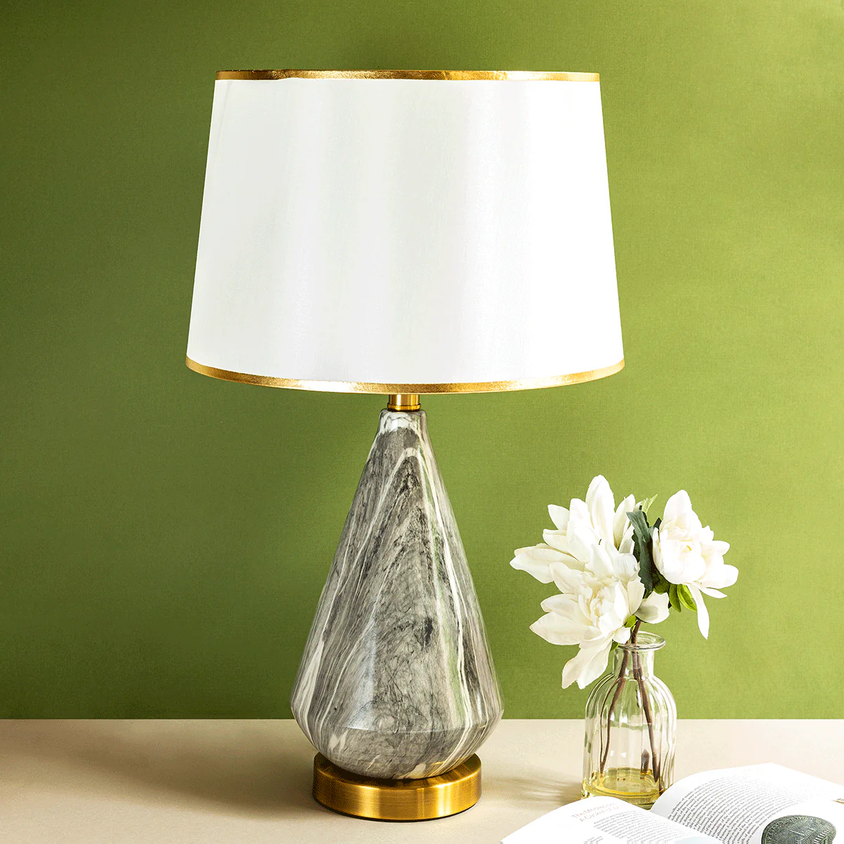The Grey Quartz Marble Decorative Ceramic Table Lamp - Image 3