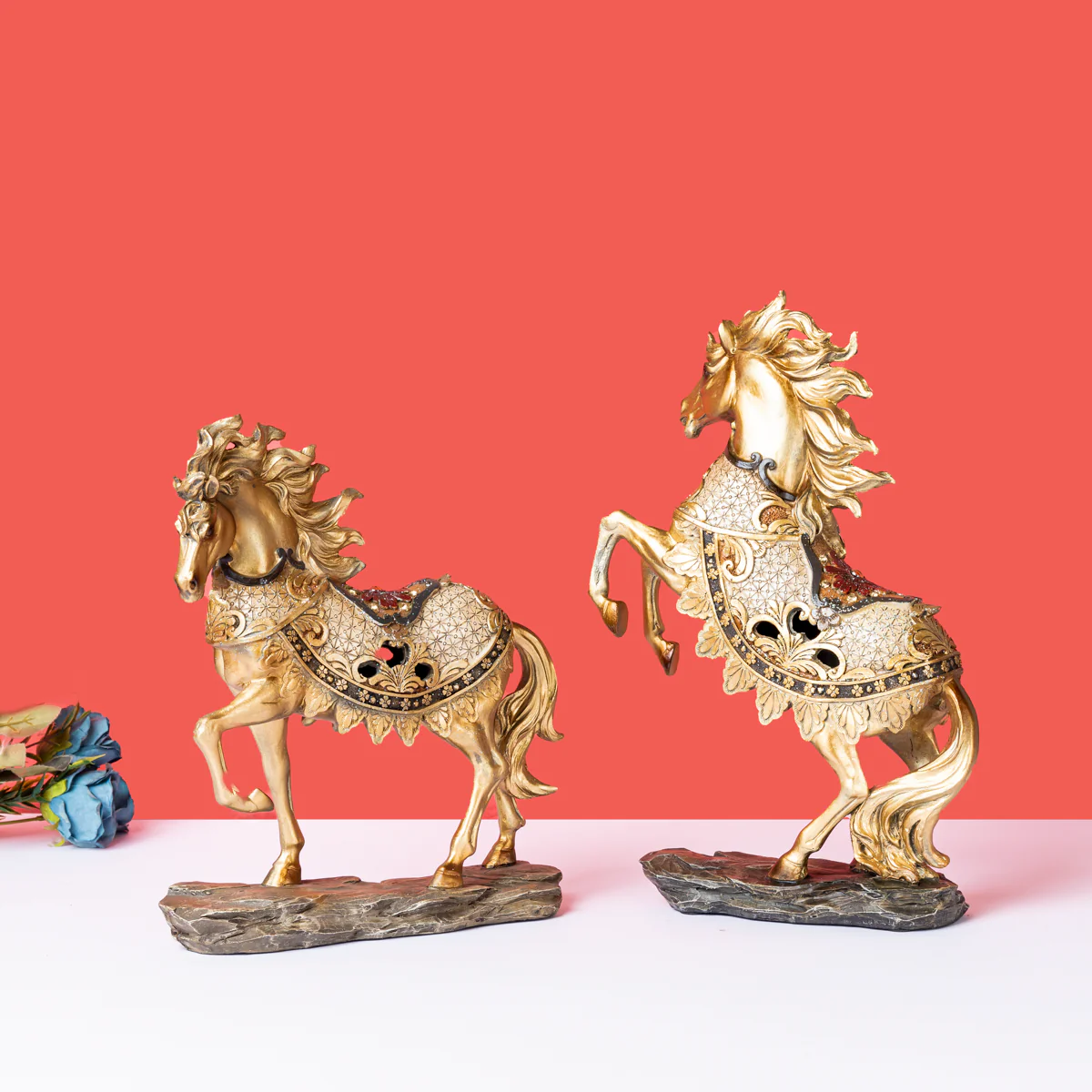 The Jumping Stallion Table Decoration Showpiece - Pair
