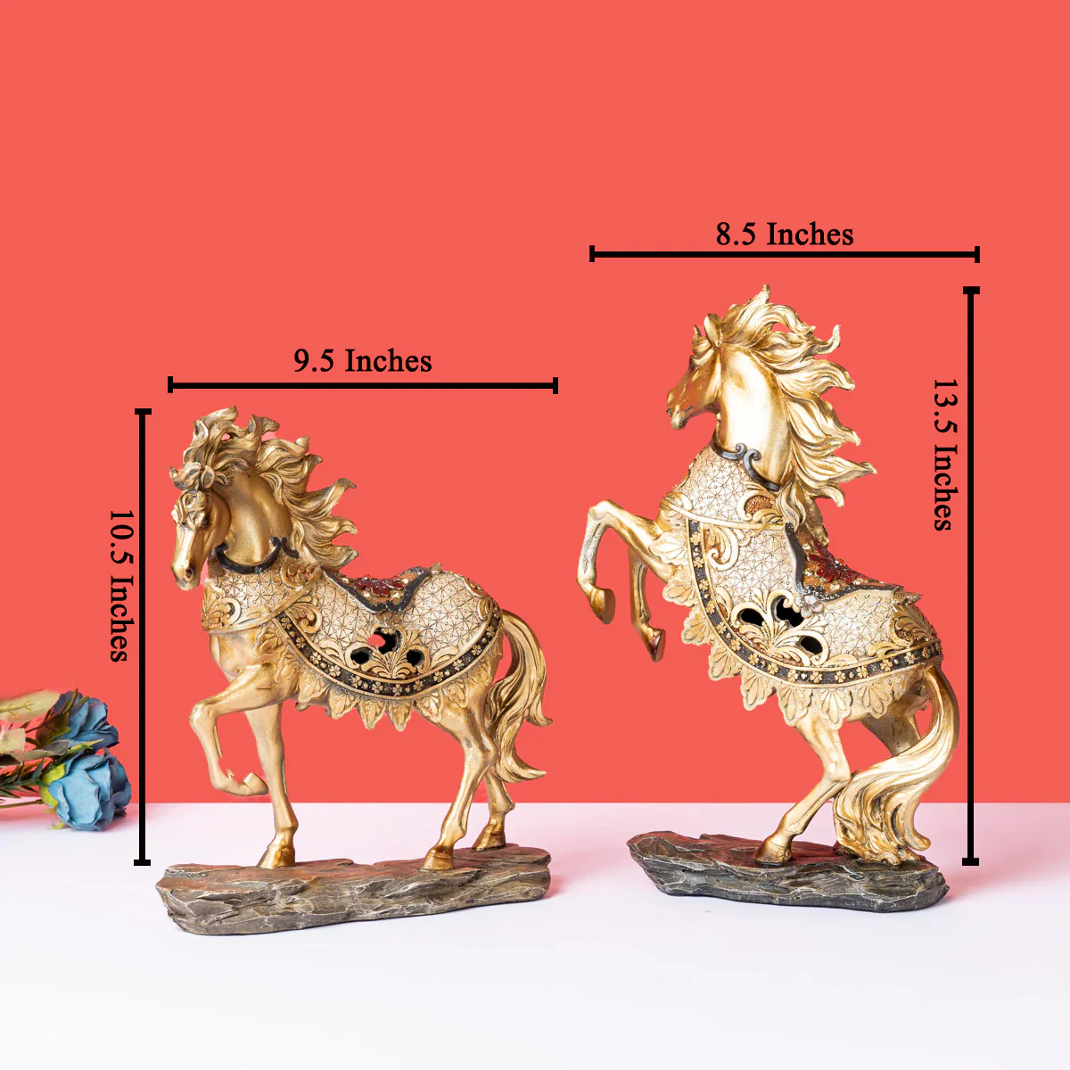 The Jumping Stallion Table Decoration Showpiece - Pair - Image 2