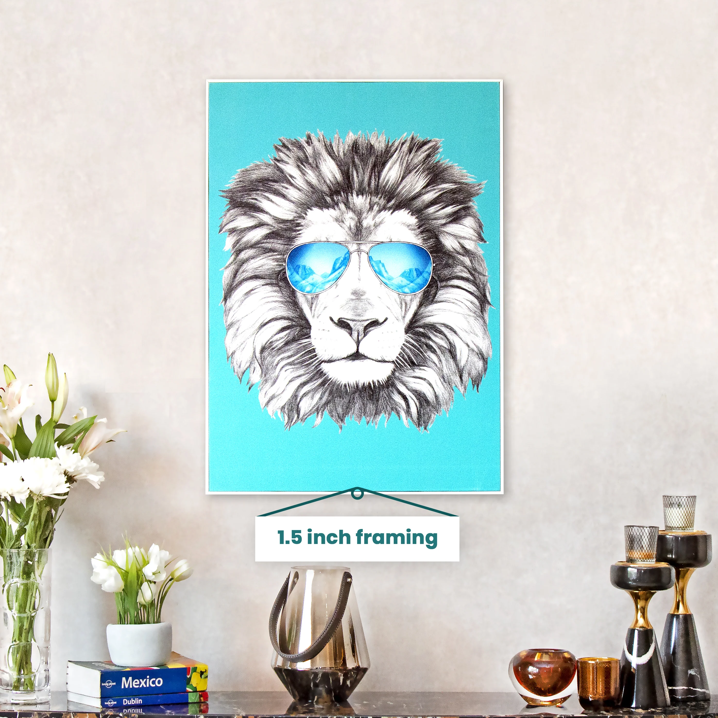The Party Lion Framed Canvas Print - Image 3