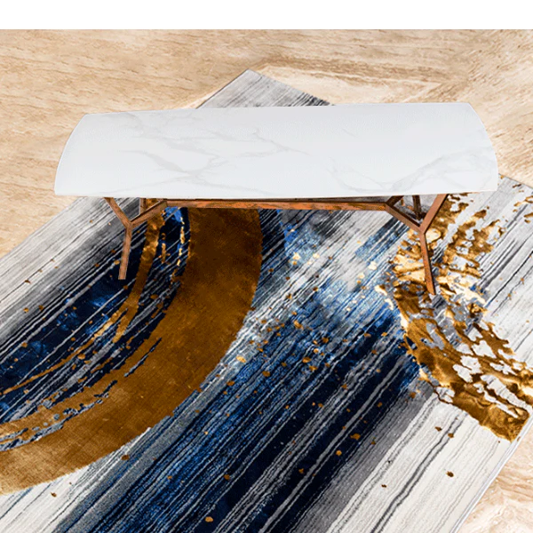 The Roman Rectangular Marble Coffee Table - ROSE GOLD (Stainless Steel) - Image 3