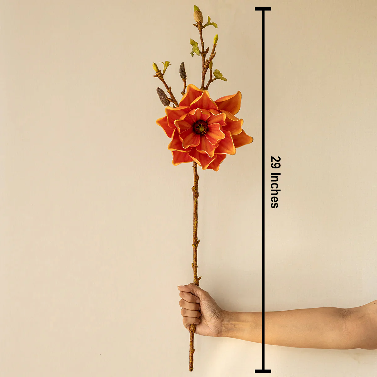 Timeless Beauty Lotus Magnolia Artificial Flower - Orange (Single Stem Only) - Image 3