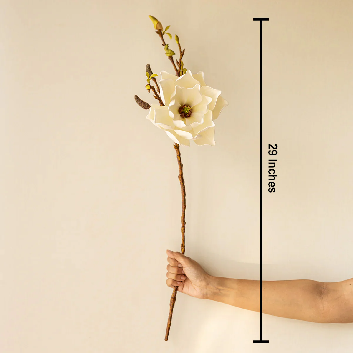 Timeless Beauty Lotus Magnolia Artificial Flower - White (Single Stem Only) - Image 3