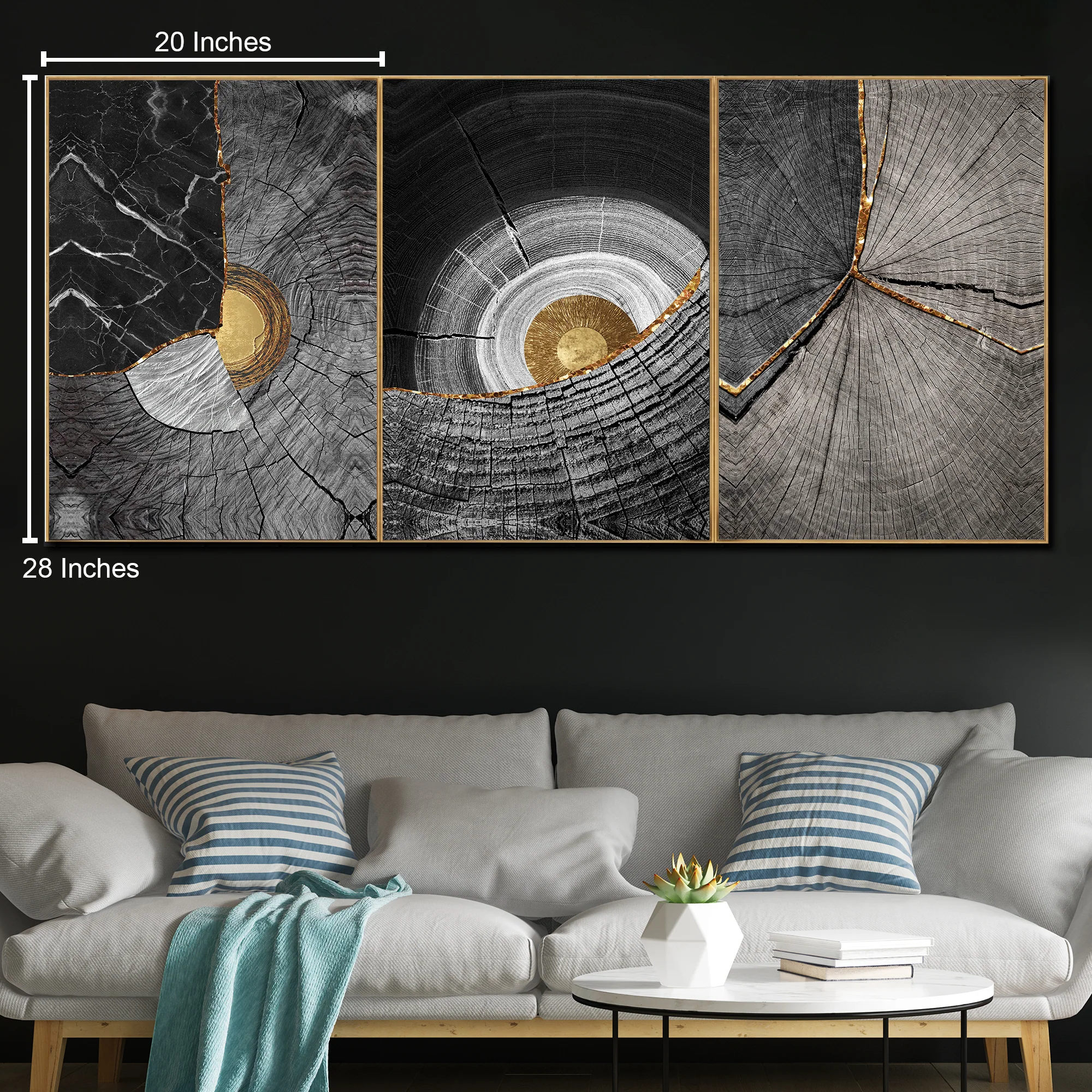 Timeless Rings Canvas wall paintings - Set of 3 - Image 2