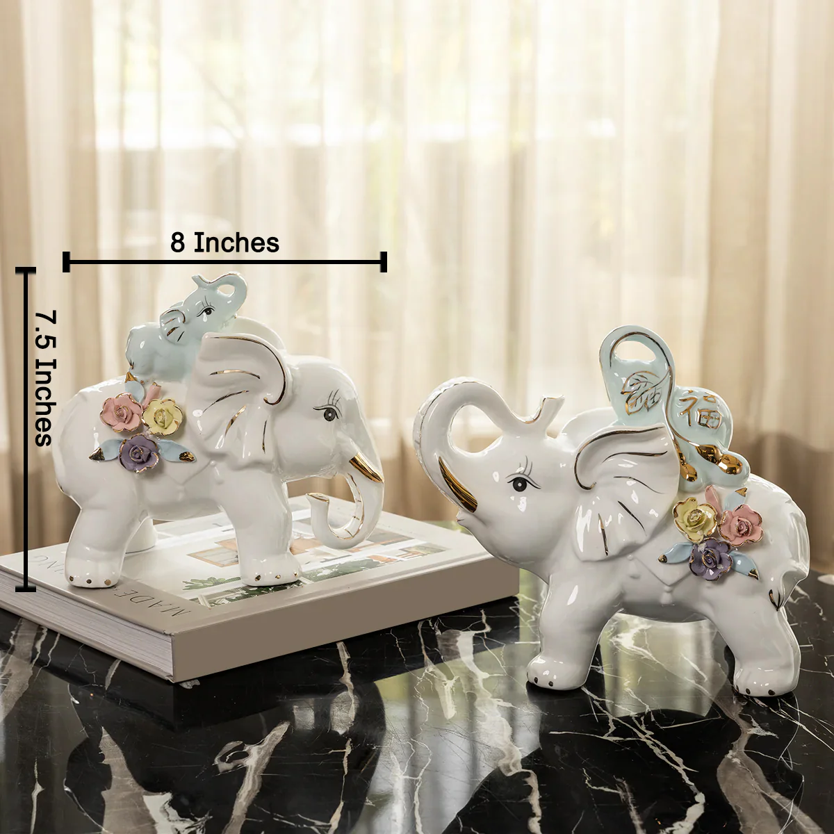 Trunk-Up Joy Elephant Showpiece for Home and Item for Table Decoration - Image 2