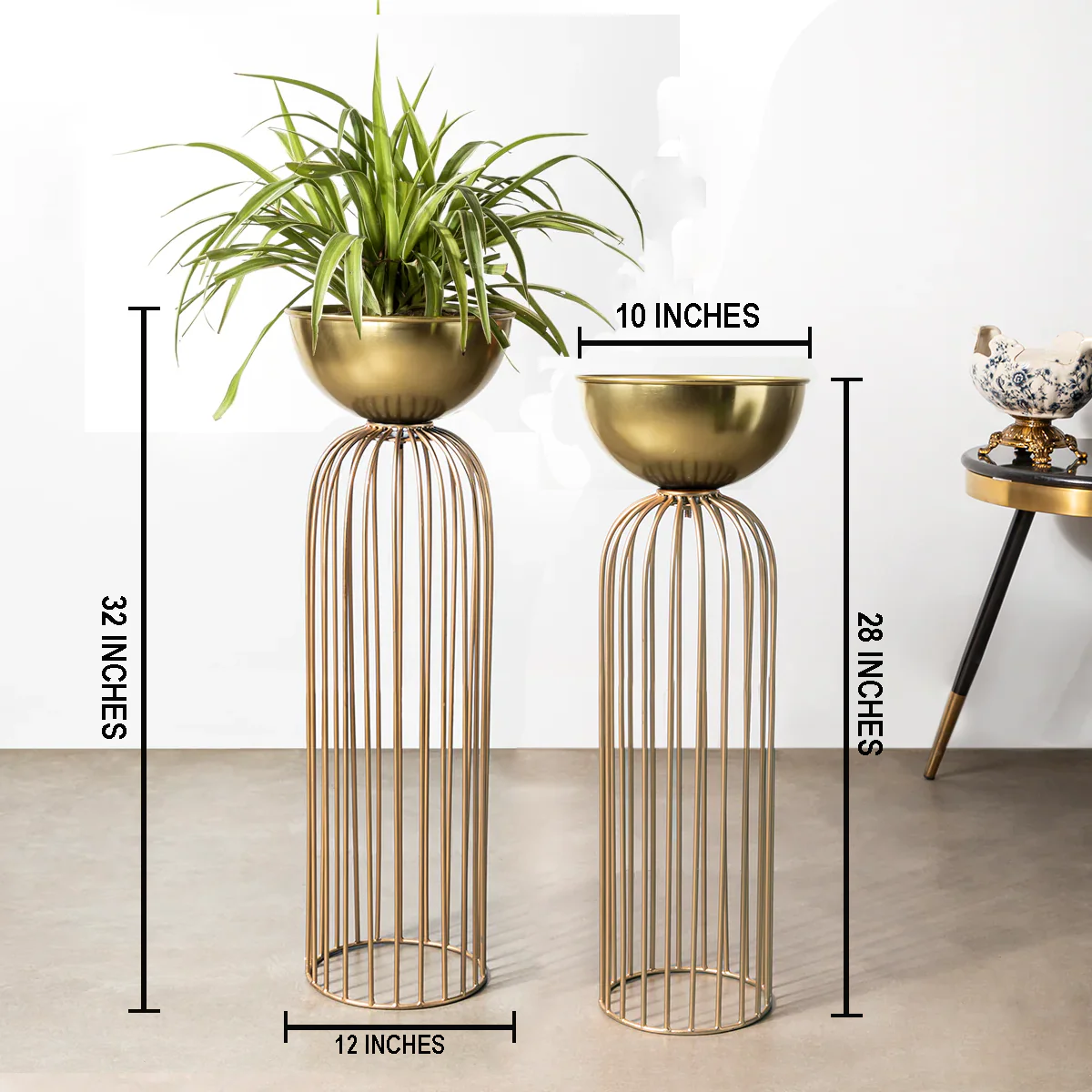 Urban Zen Planter (Gold Stand & Gold Pot) - Pair - Image 2
