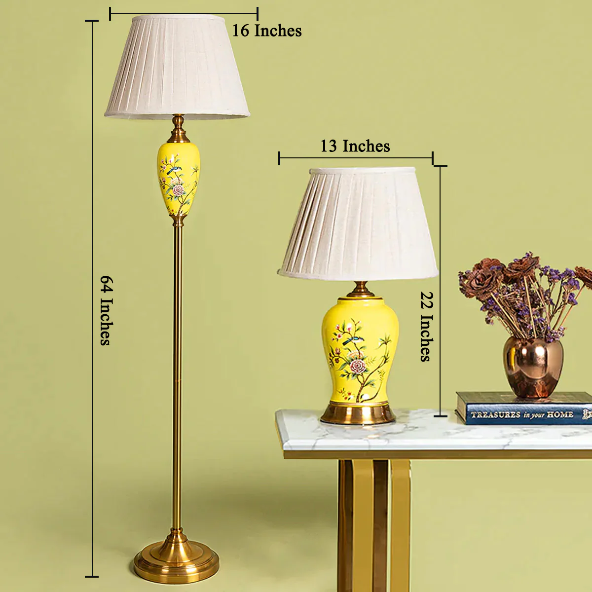 Zurich Modern Tall Floor & Lustrous Shine Living Room Table Lamp - Combo - Image 5
